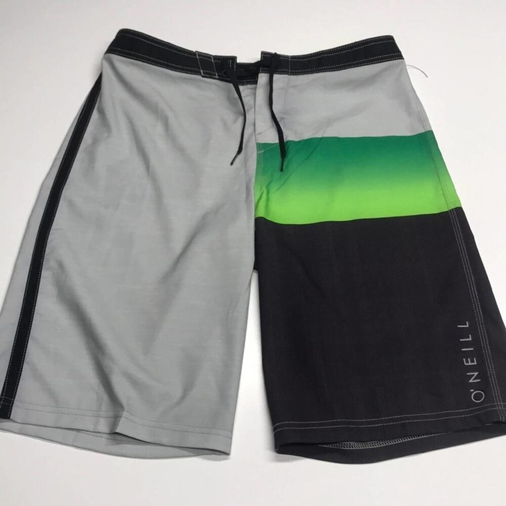 O’NEILL Mens 30 JORDY Green Black Board Shorts
